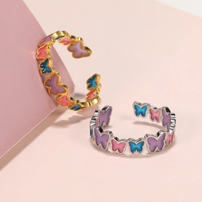 Wholesale Creative Butterfly Luminous Irregular Heart Brass Rings