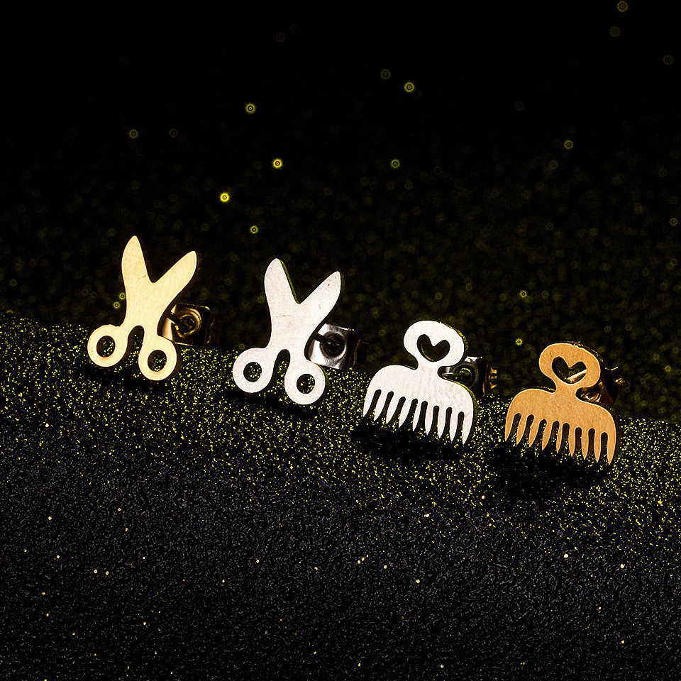 Wholesale Creative Comb and Scissors Alloy Earrings
