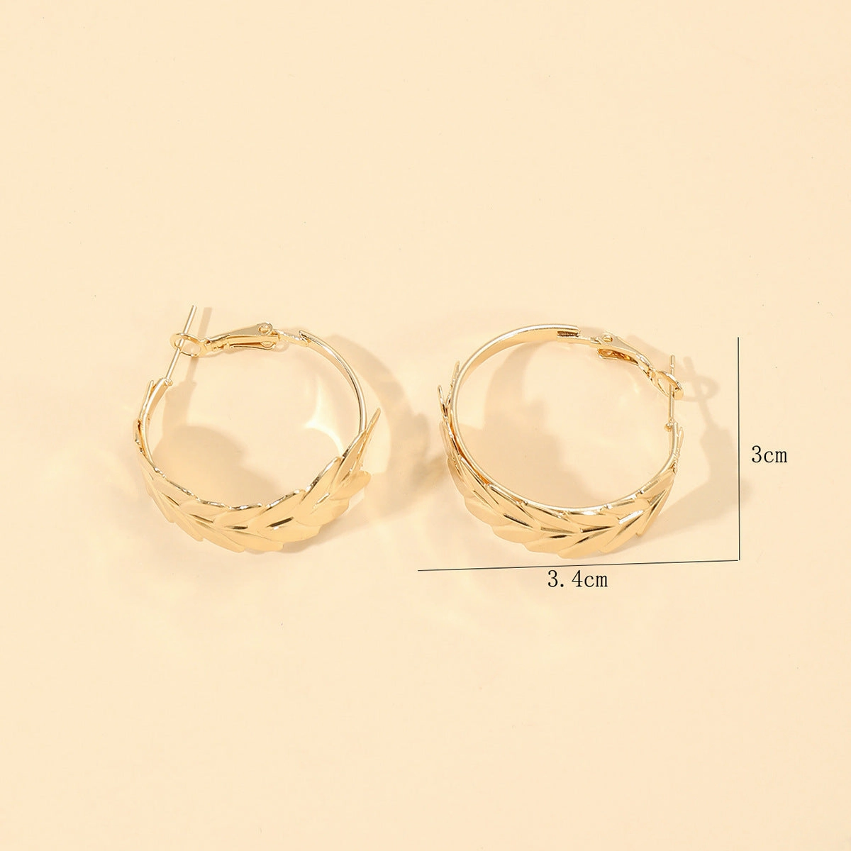 Wholesale Creative Exaggerated Metal Geometric Round Feather Hoop Earrings