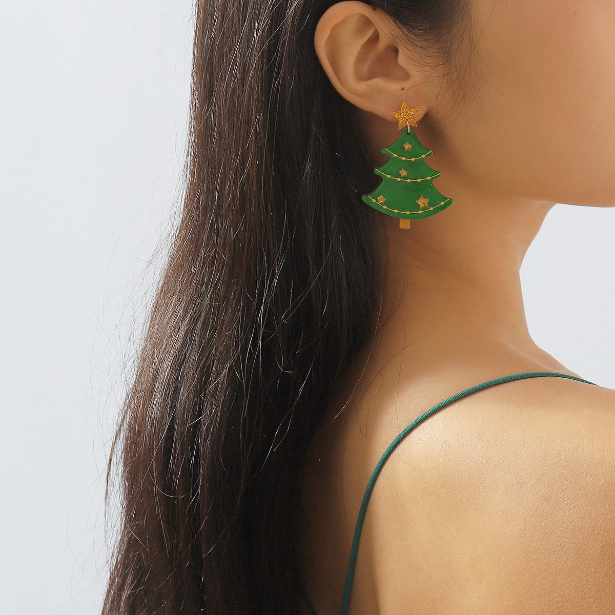 Wholesale Creative Fashion Acrylic Christmas Tree Earrings