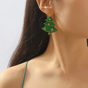 Wholesale Creative Fashion Acrylic Christmas Tree Earrings