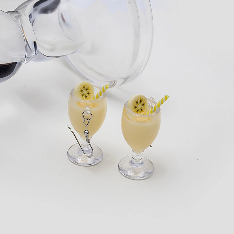 Wholesale Creative Fruit Cup Milk Tea Cup Earrings