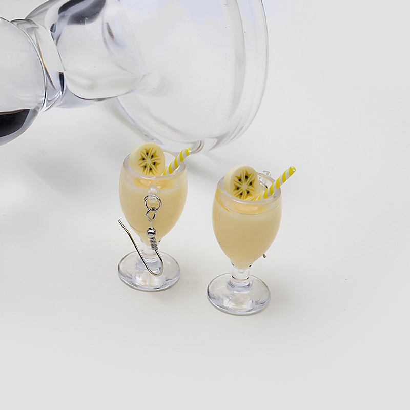 Wholesale Creative Fruit Cup Milk Tea Cup Earrings