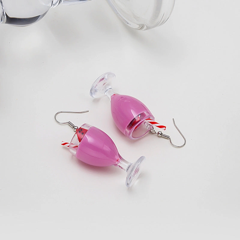 Wholesale Creative Fruit Cup Milk Tea Cup Earrings