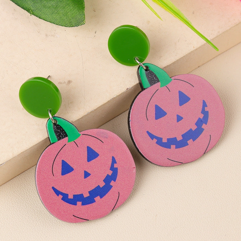 Wholesale Creative Halloween Series Acrylic Cartoon Fun Ghost Pumpkin Earrings