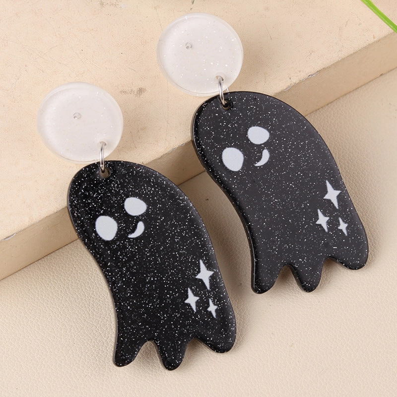 Wholesale Creative Halloween Series Acrylic Cartoon Fun Ghost Pumpkin Earrings