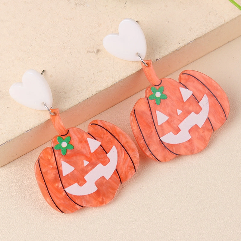 Wholesale Creative Halloween Series Acrylic Cartoon Fun Ghost Pumpkin Earrings