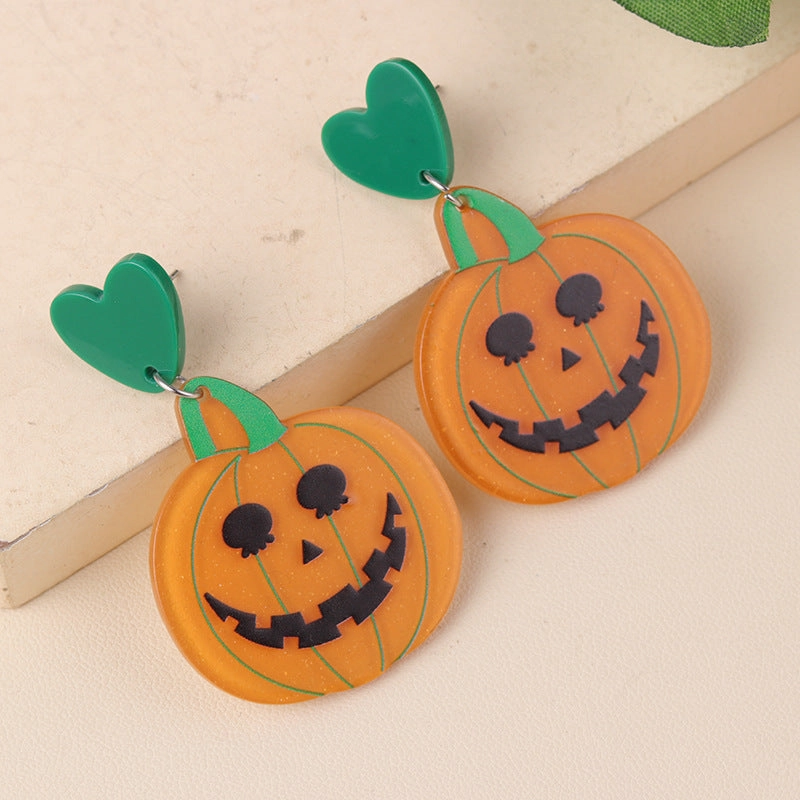 Wholesale Creative Halloween Series Acrylic Cartoon Fun Ghost Pumpkin Earrings