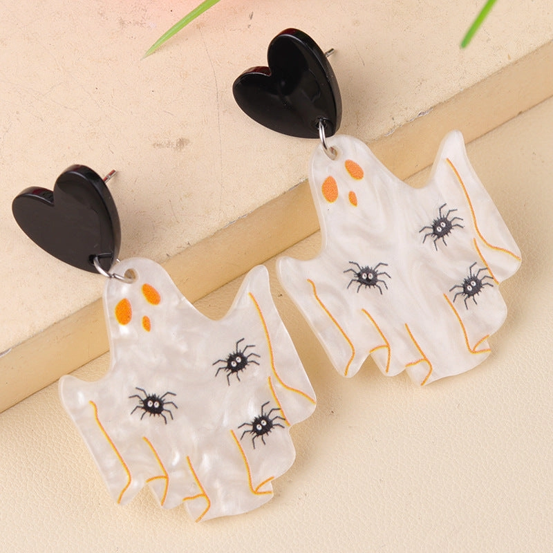 Wholesale Creative Halloween Series Acrylic Cartoon Fun Ghost Pumpkin Earrings