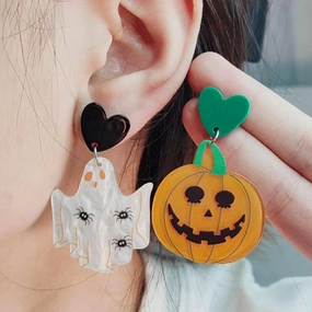 Wholesale Creative Halloween Series Acrylic Cartoon Fun Ghost Pumpkin Earrings