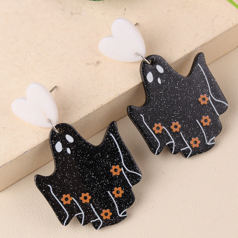 Wholesale Creative Halloween Series Acrylic Cartoon Fun Ghost Pumpkin Earrings