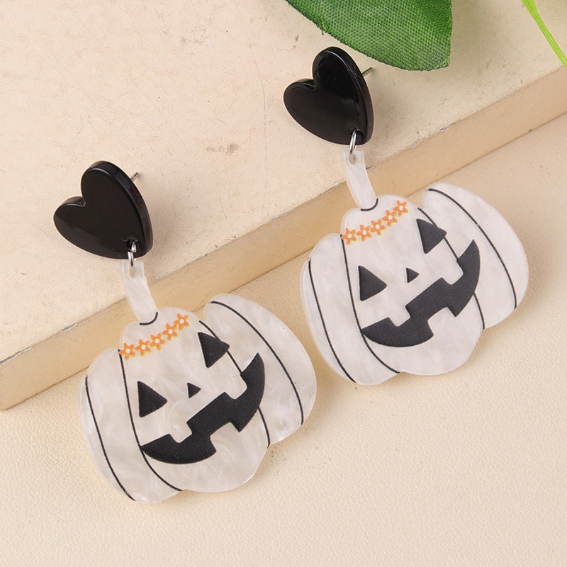 Wholesale Creative Halloween Series Acrylic Cartoon Fun Ghost Pumpkin Earrings