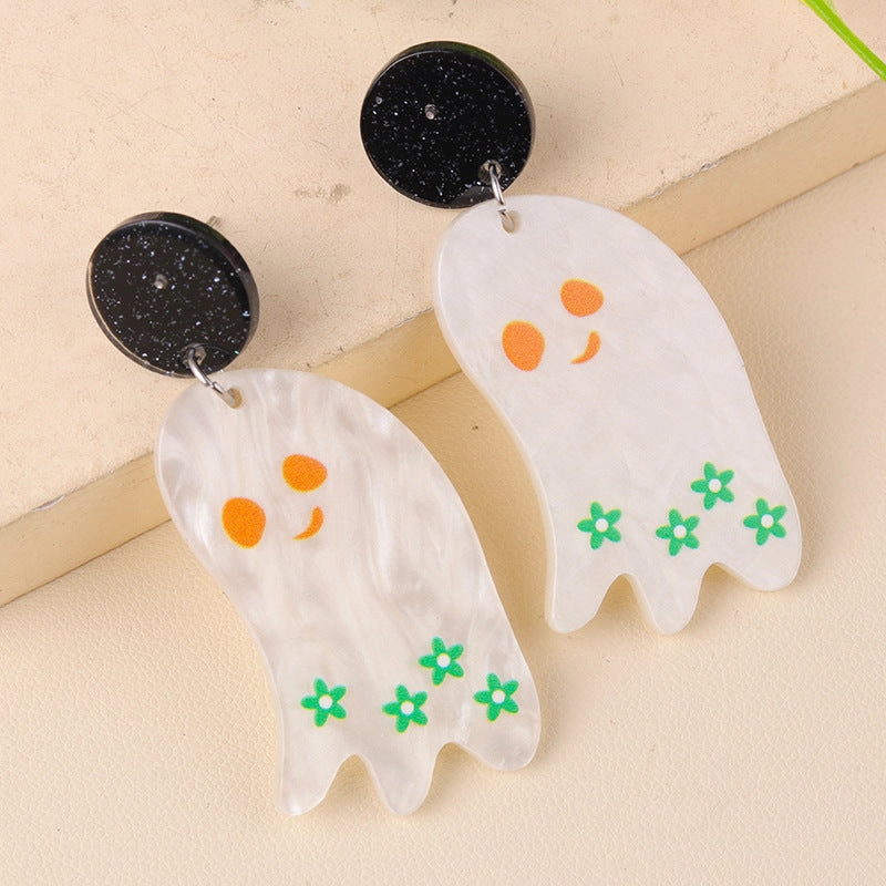 Wholesale Creative Halloween Series Acrylic Cartoon Fun Ghost Pumpkin Earrings