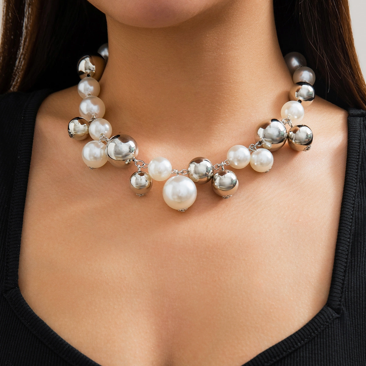 Wholesale Creative Handmade Pearl Tassel Metal Necklaces