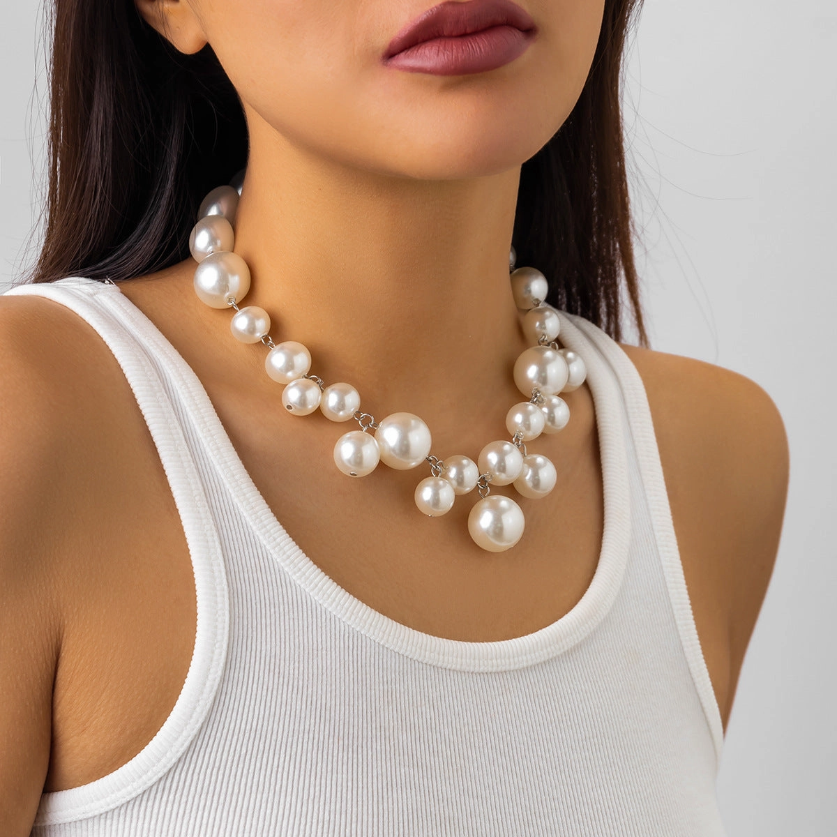 Wholesale Creative Handmade Pearl Tassel Metal Necklaces