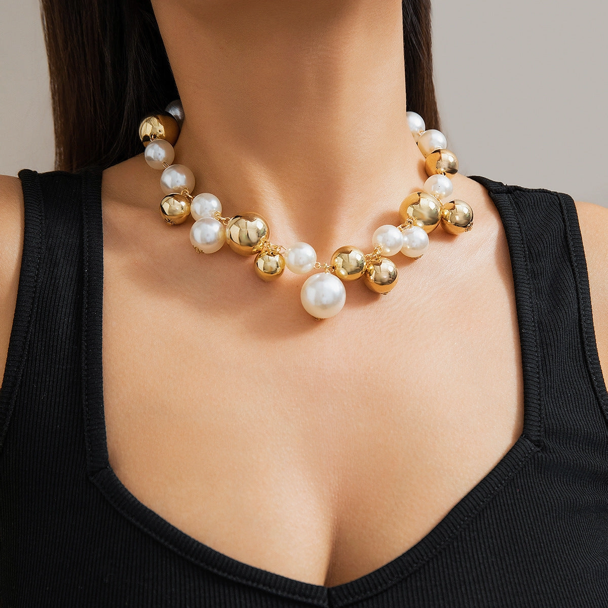 Wholesale Creative Handmade Pearl Tassel Metal Necklaces