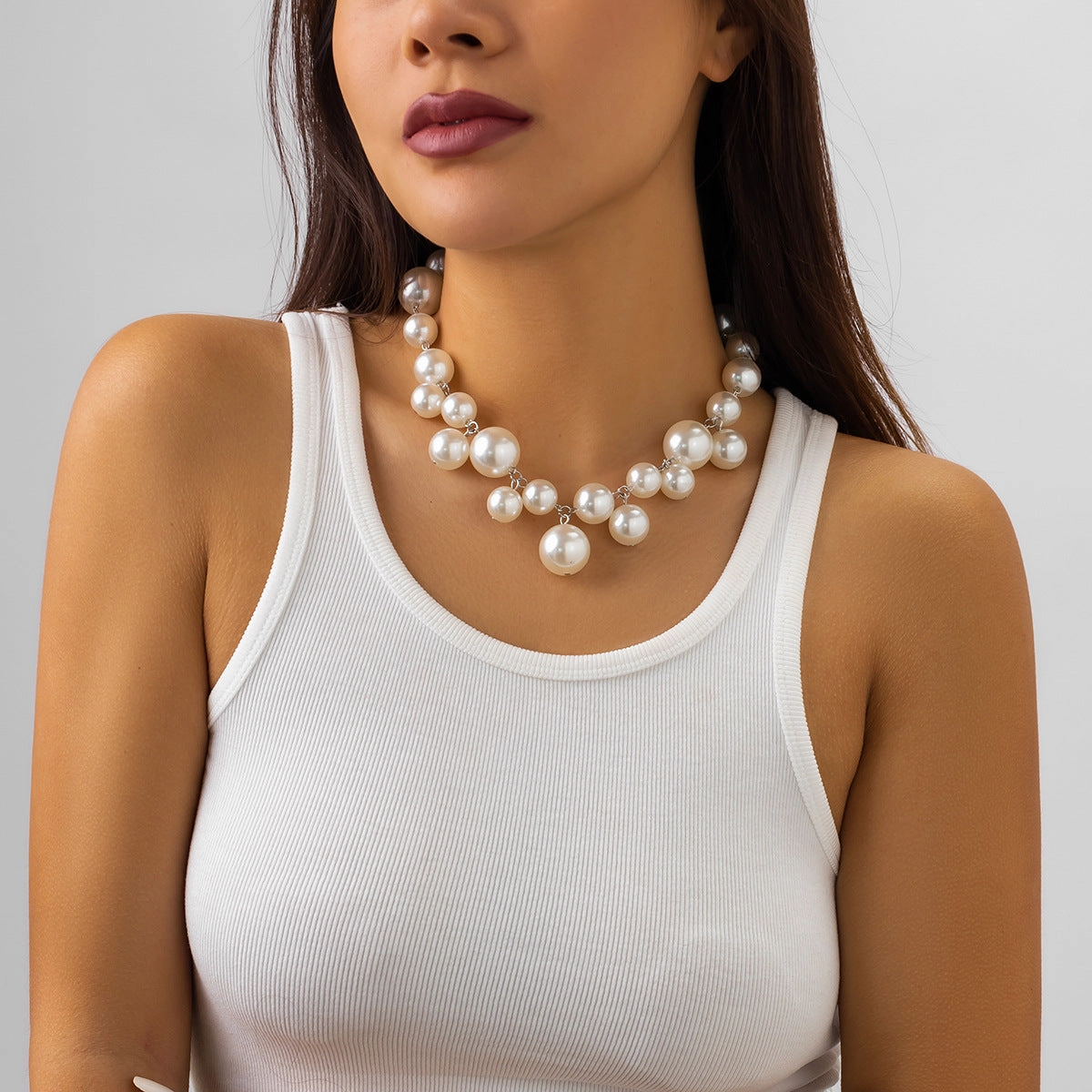 Wholesale Creative Handmade Pearl Tassel Metal Necklaces