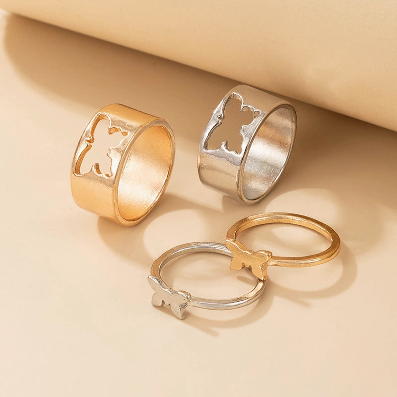 Wholesale Creative Hollow Butterfly Ring Set