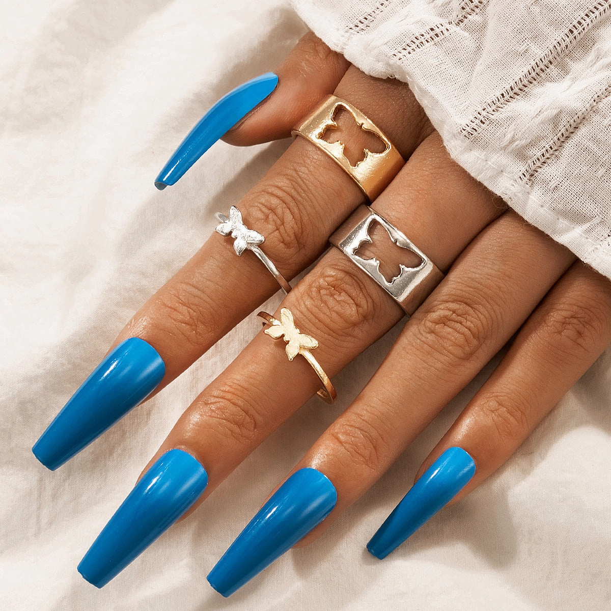 Wholesale Creative Hollow Butterfly Ring Set