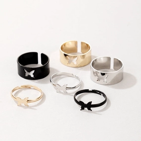 Wholesale Creative Hollow Butterfly Ring Set