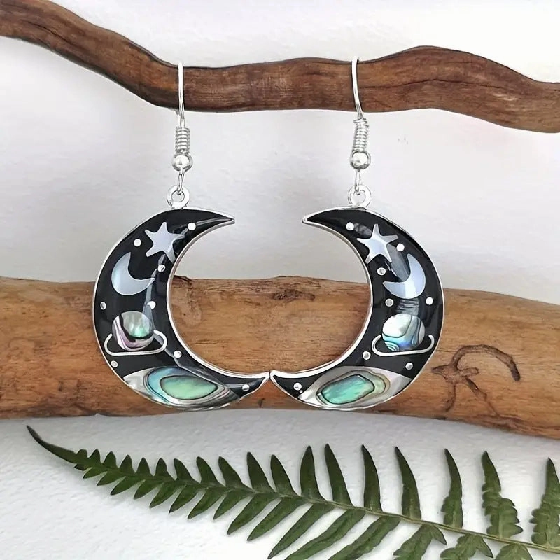 Wholesale Creative Moon Crystal Earrings Starry Sky Pendant Earrings
