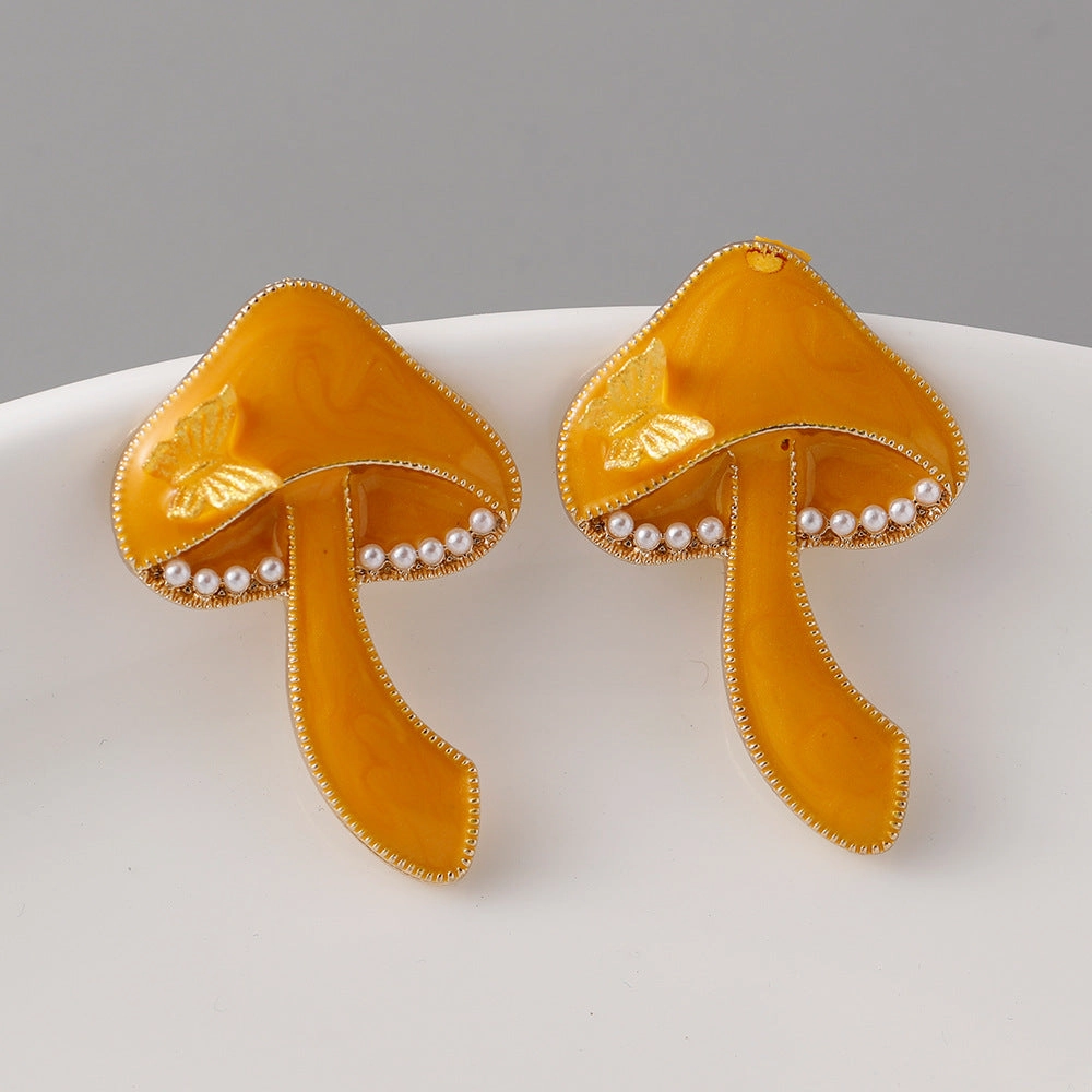 Wholesale Creative Mushroom Zinc Alloy Earrings