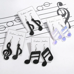 Wholesale Creative Musical Note Black Transparent Colorful Earrings