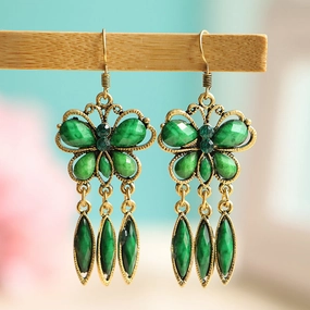Wholesale Creative Personality Exaggerated Ethnic Style Butterfly Hole Green Acrylic Simple European and American Earrings