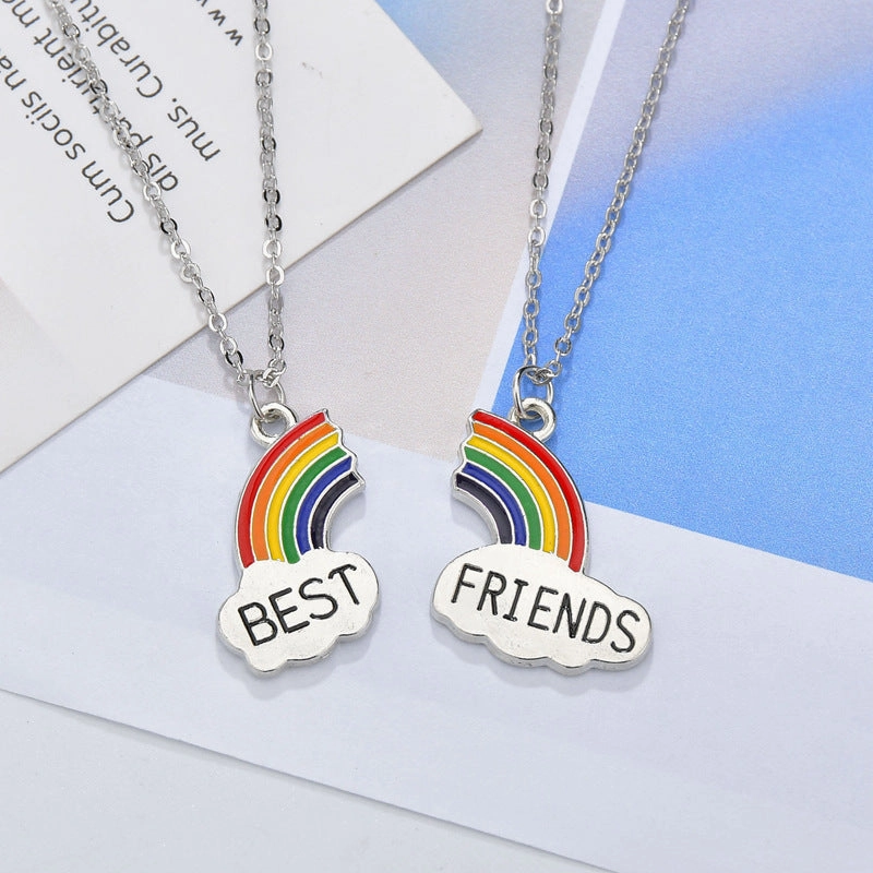 Wholesale Creative Rainbow Necklace Best Friends Stitching Necklace