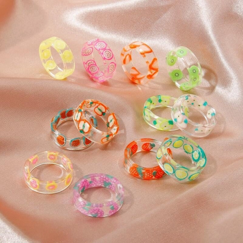 Wholesale Creative Resin Colored Acrylic Transparent Ring