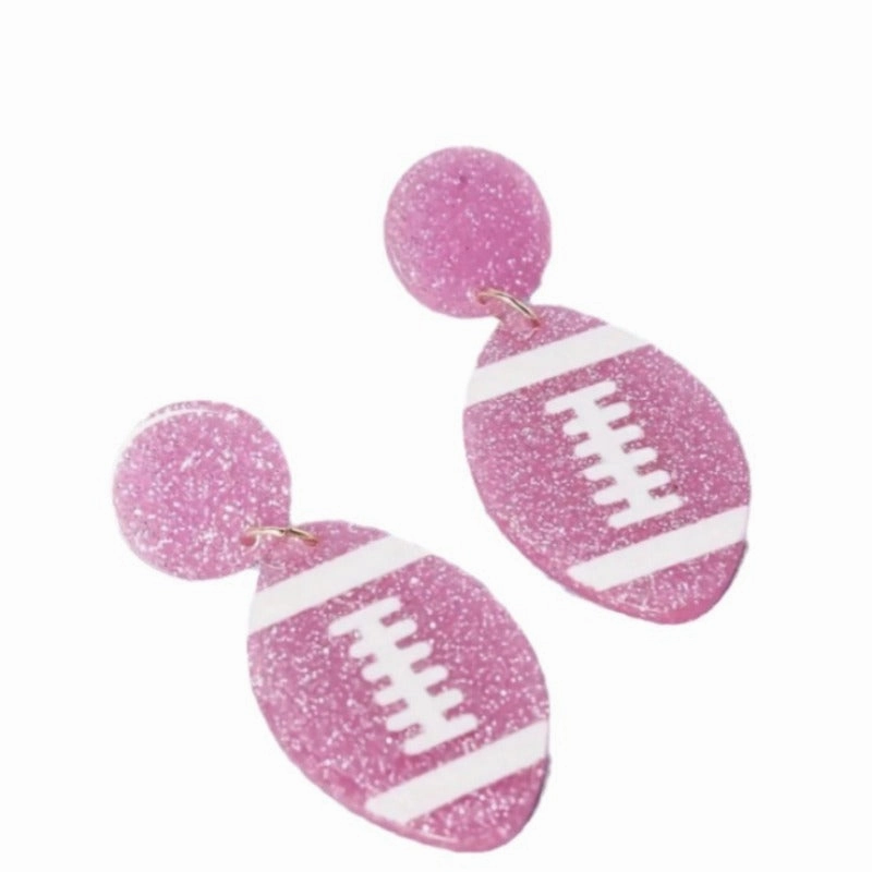 Wholesale Creative Rugby Glitter Acrylic Sports Games Theme Baseball Earrings