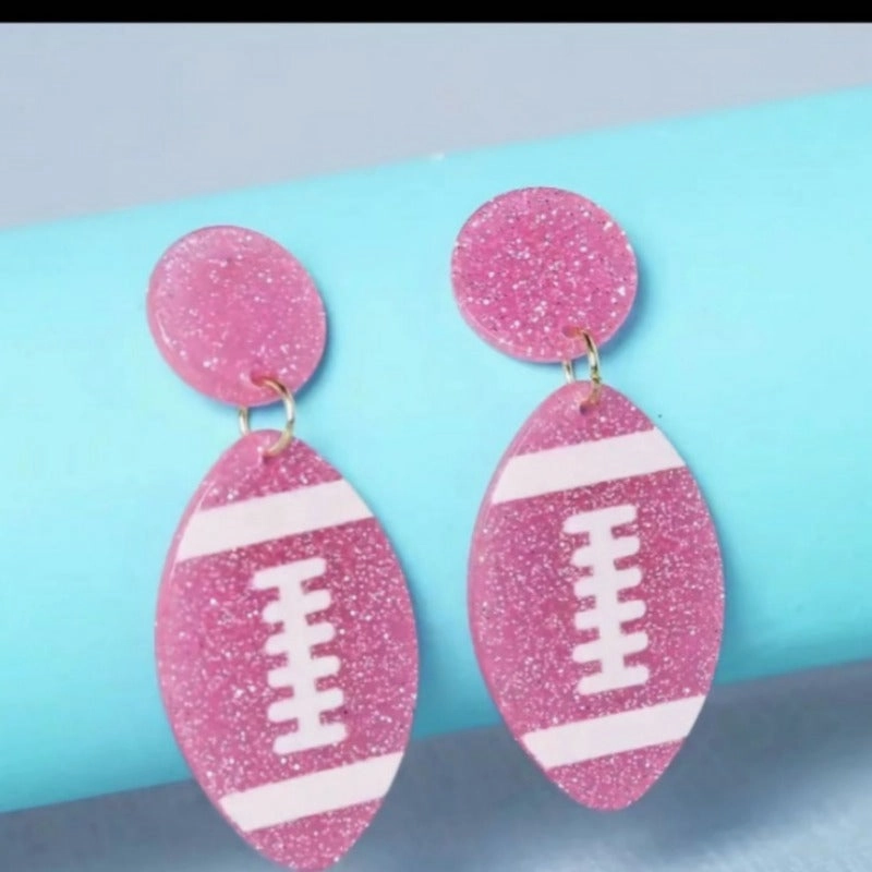 Wholesale Creative Rugby Glitter Acrylic Sports Games Theme Baseball Earrings