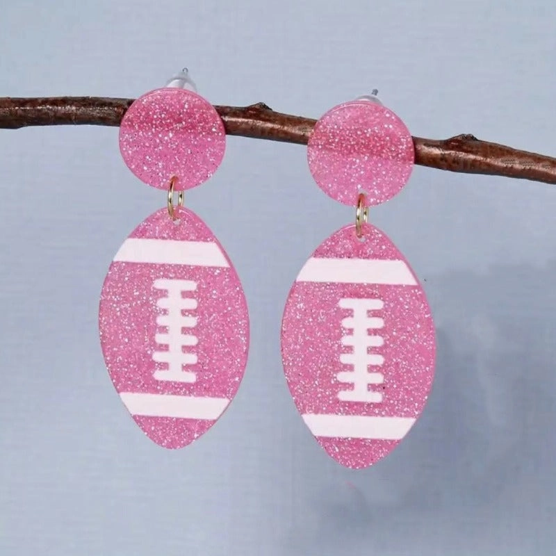 Wholesale Creative Rugby Glitter Acrylic Sports Games Theme Baseball Earrings