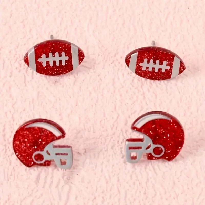 Wholesale Creative Rugby Glitter Acrylic Sports Games Theme Baseball Earrings