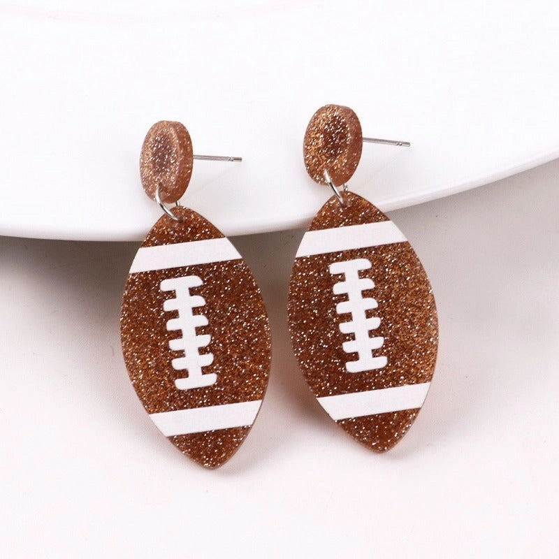 Wholesale Creative Rugby Glitter Acrylic Sports Games Theme Baseball Earrings