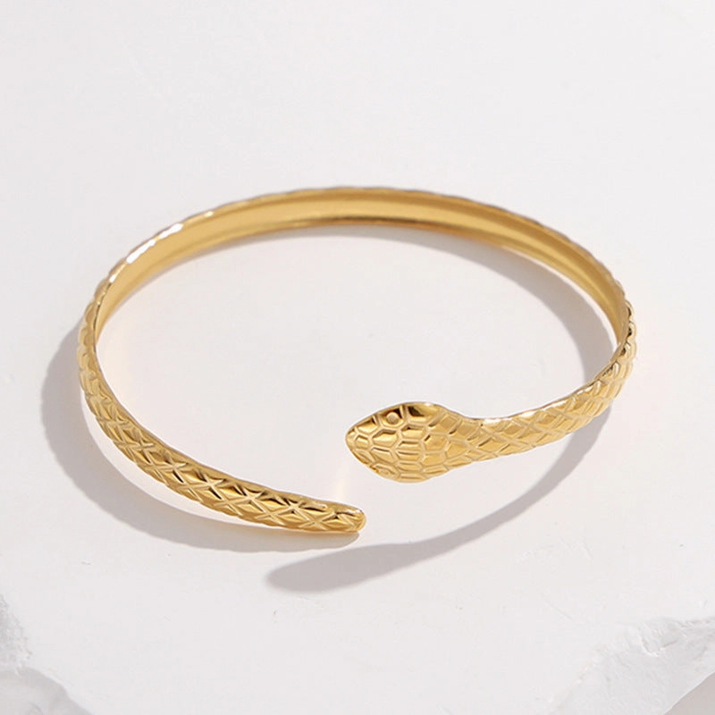 Wholesale Creative Snake-shaped Opening Titanium Steel C-shaped Adjustable Stainless Steel Bracelet
