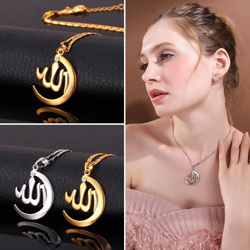 Wholesale Crescent Pendant Alloy Necklace