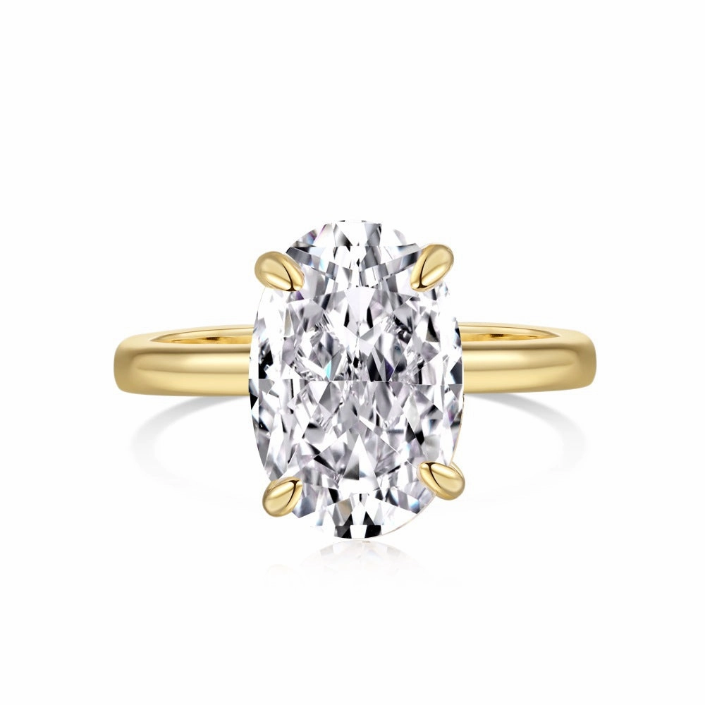 Wholesale Cross-border Live S925 Sterling Silver Ring Women's 8A High Carbon Diamond Square Ice Flower Zircon Super Flash 1-5 Carat Imitation Diamond Ring