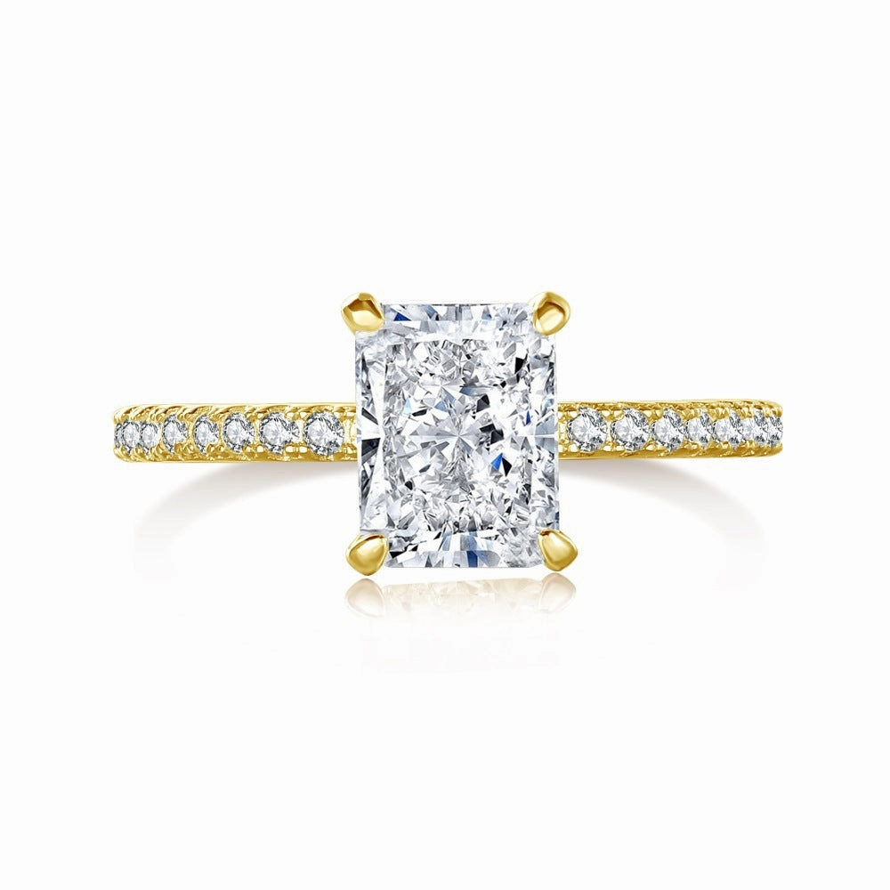 Wholesale Cross-border Live S925 Sterling Silver Ring Women's 8A High Carbon Diamond Square Ice Flower Zircon Super Flash 1-5 Carat Imitation Diamond Ring