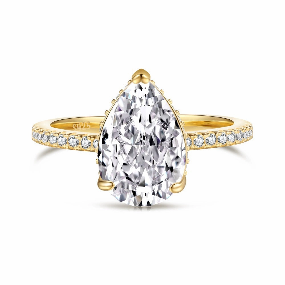 Wholesale Cross-border Live S925 Sterling Silver Ring Women's 8A High Carbon Diamond Square Ice Flower Zircon Super Flash 1-5 Carat Imitation Diamond Ring