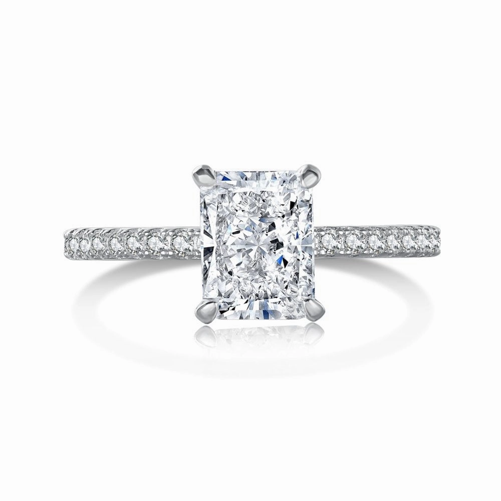 Wholesale Cross-border Live S925 Sterling Silver Ring Women's 8A High Carbon Diamond Square Ice Flower Zircon Super Flash 1-5 Carat Imitation Diamond Ring