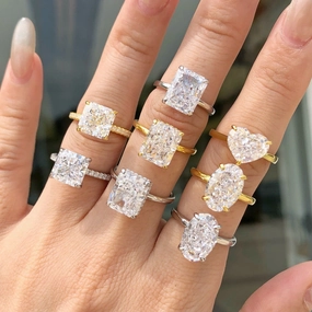 Wholesale Cross-border Live S925 Sterling Silver Ring Women's 8A High Carbon Diamond Square Ice Flower Zircon Super Flash 1-5 Carat Imitation Diamond Ring