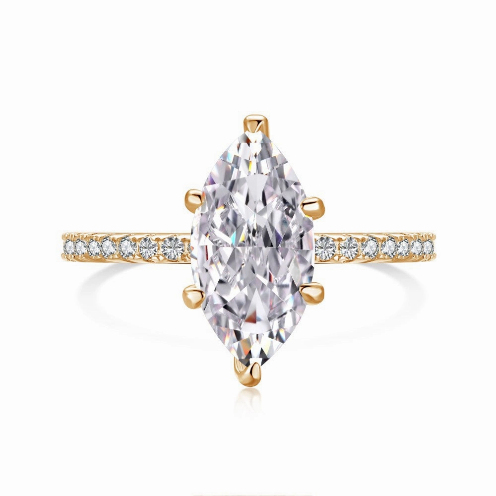 Wholesale Cross-border Live S925 Sterling Silver Ring Women's 8A High Carbon Diamond Square Ice Flower Zircon Super Flash 1-5 Carat Imitation Diamond Ring
