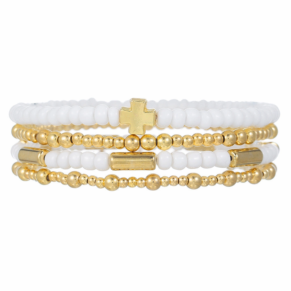 Wholesale  Cross Bracelet suit Sweet Cool Beaded Shell Pearl Bracelet