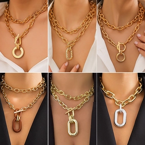 Wholesale Cross Chain Multi-layer Punk Alloy Necklaces