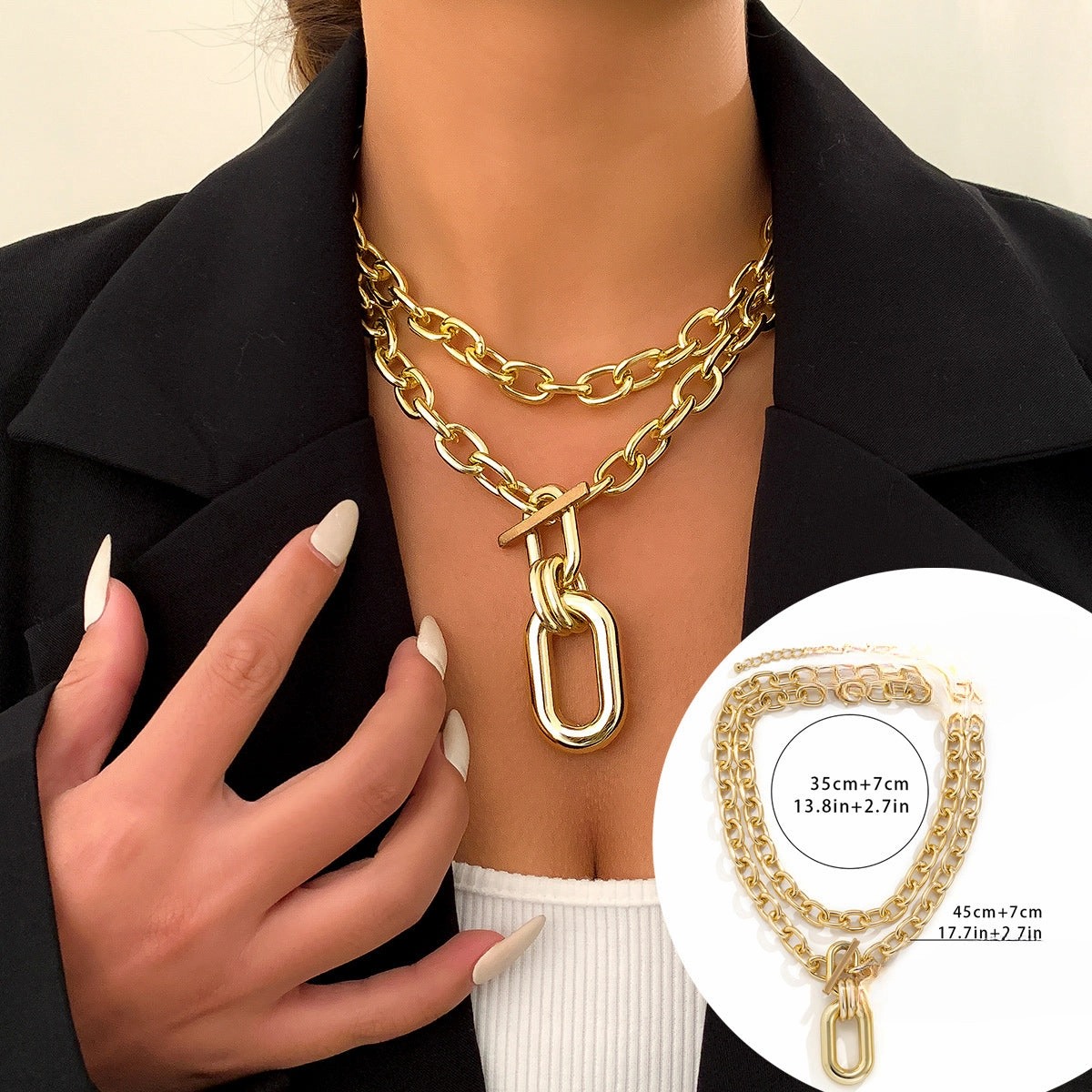 Wholesale Cross Chain Multi-layer Punk Alloy Necklaces