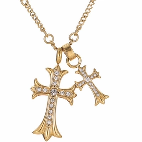 Wholesale Cross Gemstone Titanium Steel Necklace