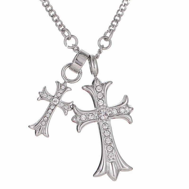 Wholesale Cross Gemstone Titanium Steel Necklace