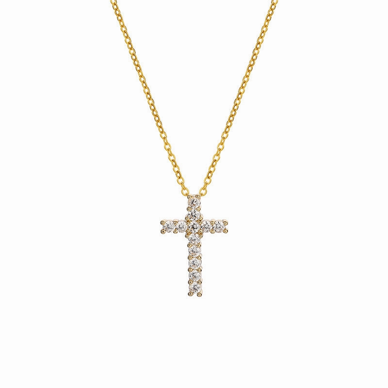 Wholesale Cross Inlaid Zircon Stainless Steel Necklace