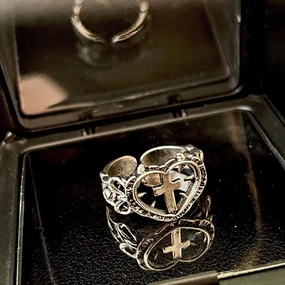 Wholesale Cross Love Ring Gothic Retro Black Dyed Ring